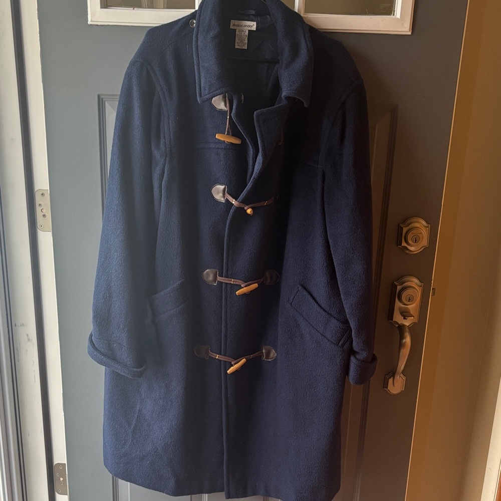 Jessica London Dark Blue Wool Blend Coat